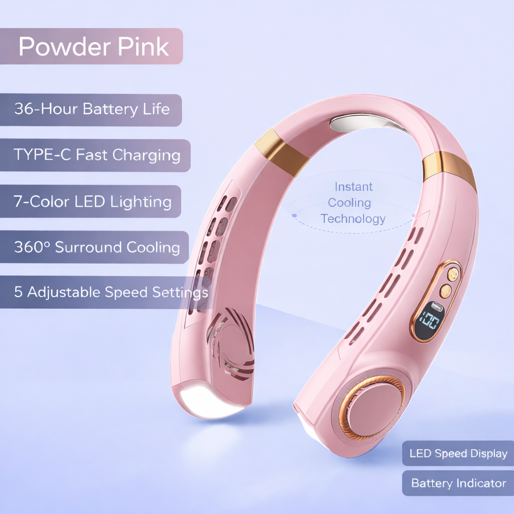 blendevo Portable Neck Fan with LED Lights
