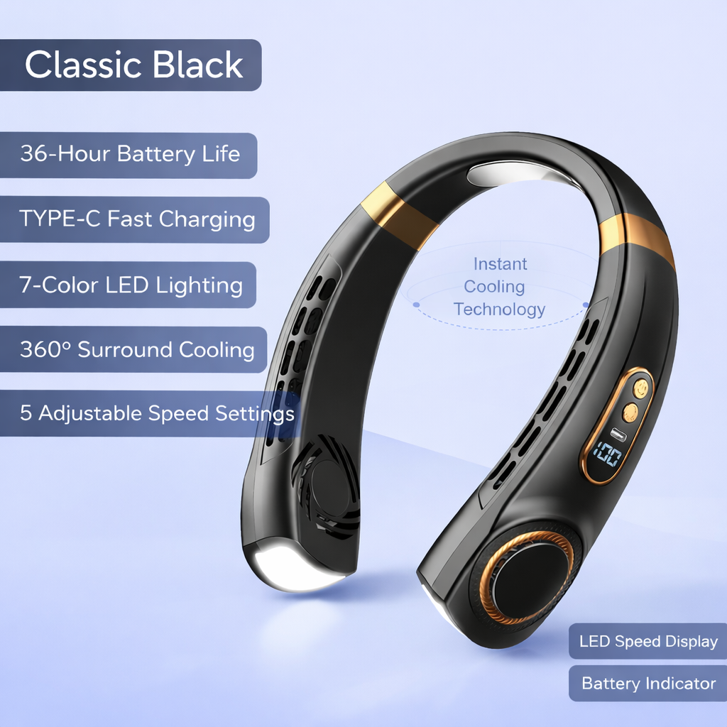 blendevo Portable Neck Fan with LED Lights